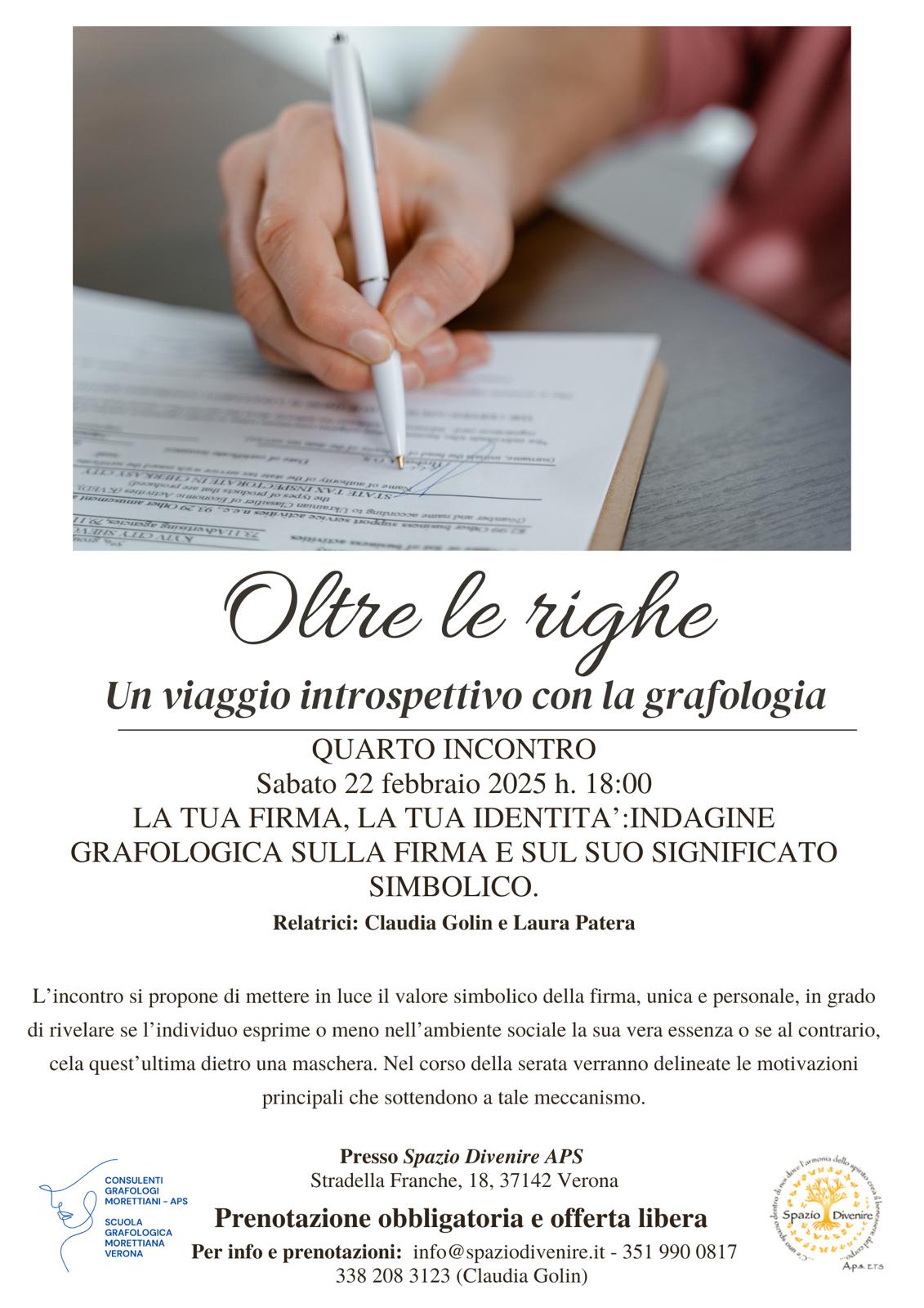 OLTRE LE RIGHE – INCONTRO DI GRAFOLOGIA